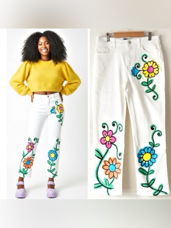 Dolls Kill Denim - dELiA*s Dolls Kill Blooming World Doodle Flower High Waist Denim Jeans Size S/28